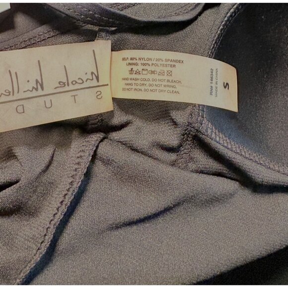 Nicole Miller Studio Bandeau Black Cross Back One Piece Swimsuit Size Small Gold - Picture 6 of 7